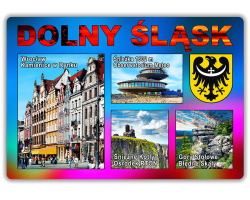 Magnes elastyczny DOLNY ŚLĄSK  Wrocław, Śnieżka, Śnieżne Kotły, Góry Stołowe - kolorowe tło